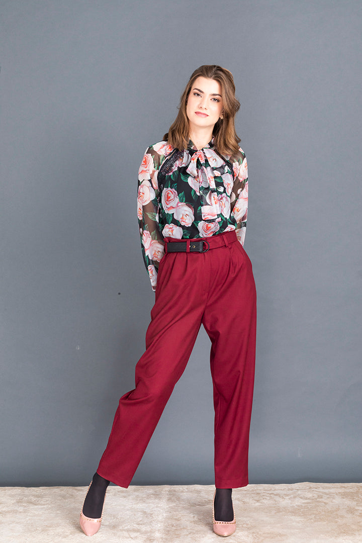 Hlače Burgundy Red