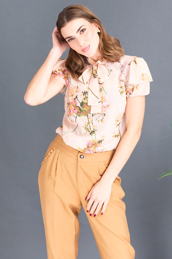 Bluza Peach Flower, kratek