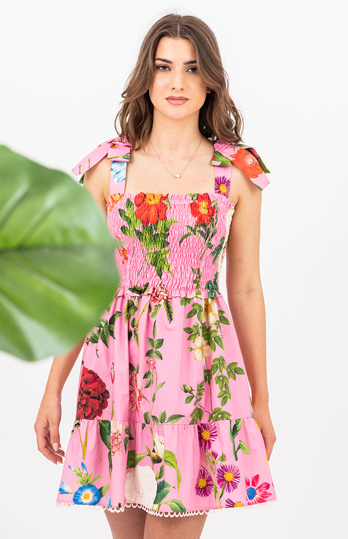 Obleka Botanic, bombaž PINK