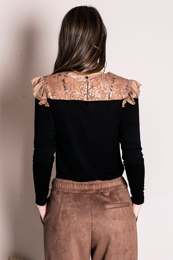 Top, camel čipka