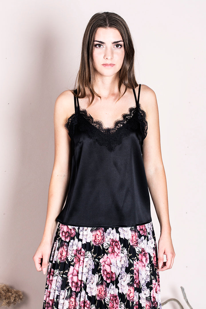Top z naramnicami GLAM, svila