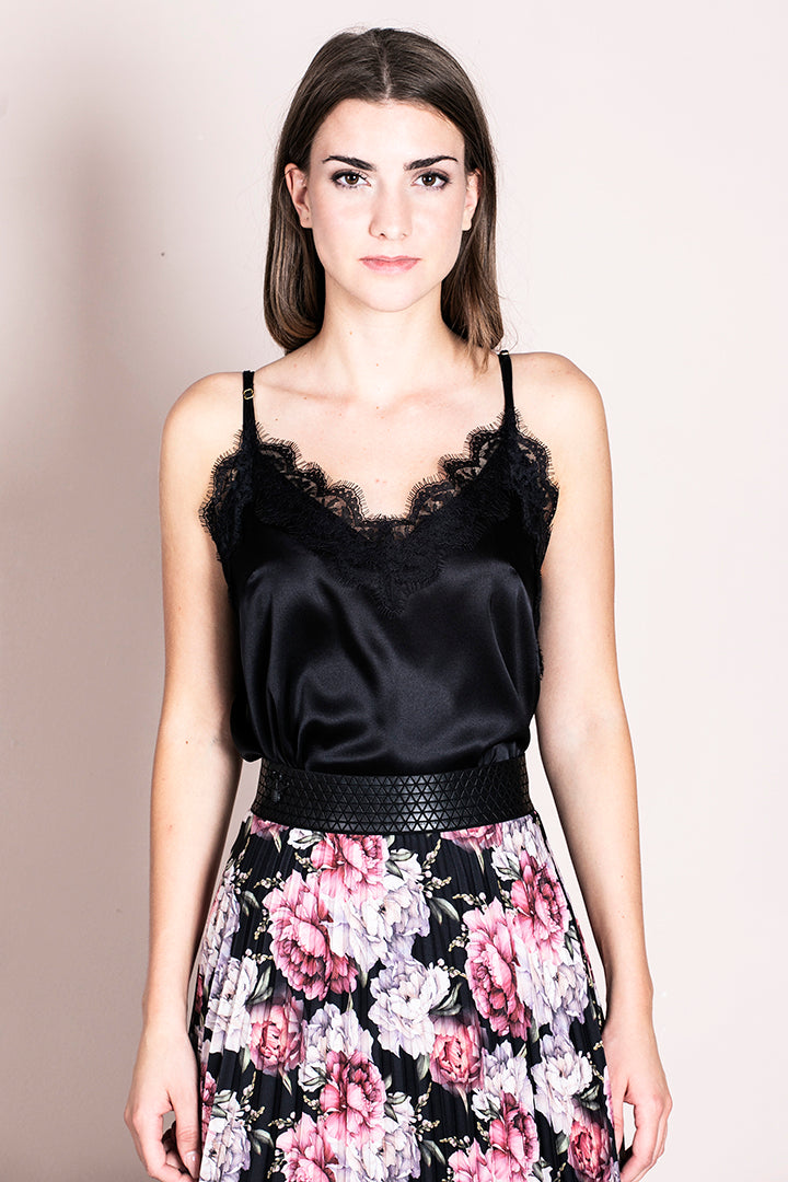 Top z naramnicami GLAM, svila