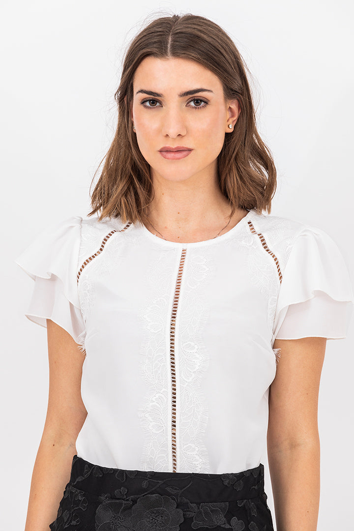 Bluza s čipko, off white