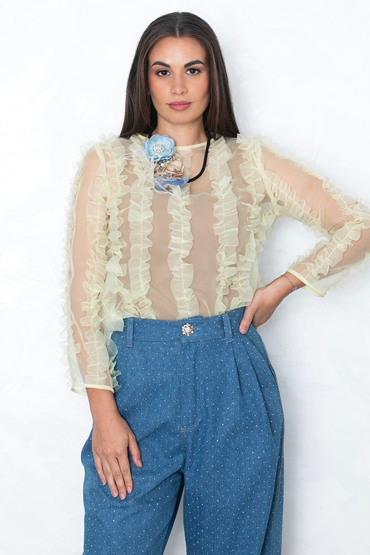 Bluza organza, rumena