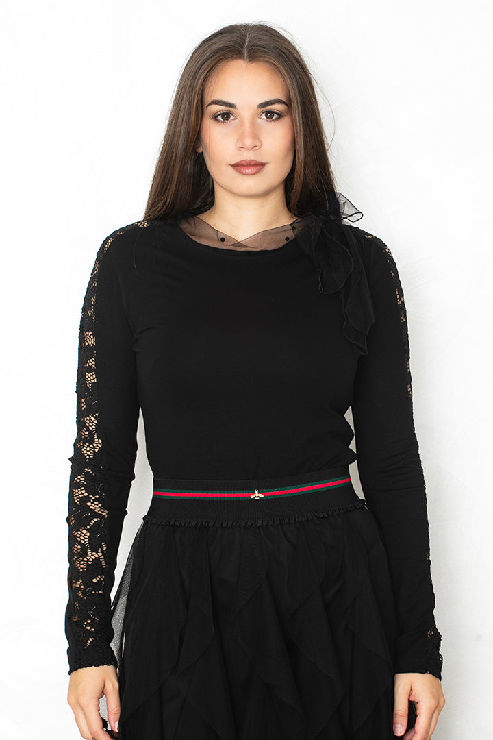Top s čipko, Black long
