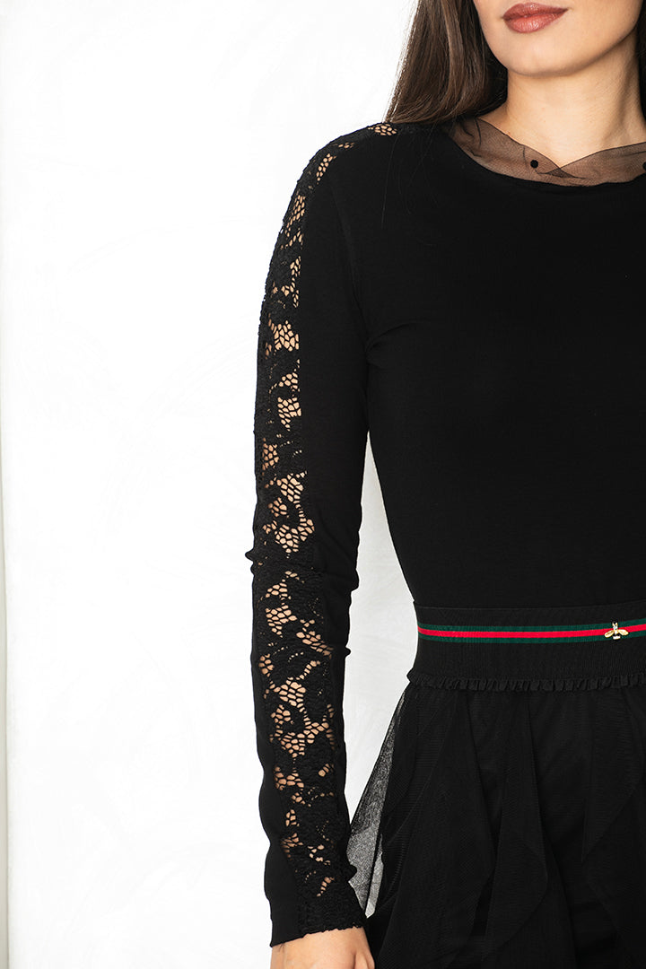 Top s čipko, Black long